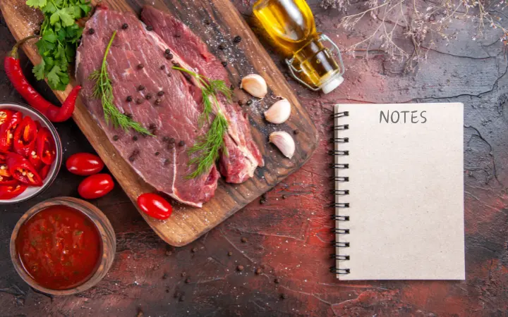 A kitchen scene showing a chef inspecting a piece of sous vide corned beef with notes on troubleshooting common issues like dryness, along with adjustment tools like thermometers and timers.