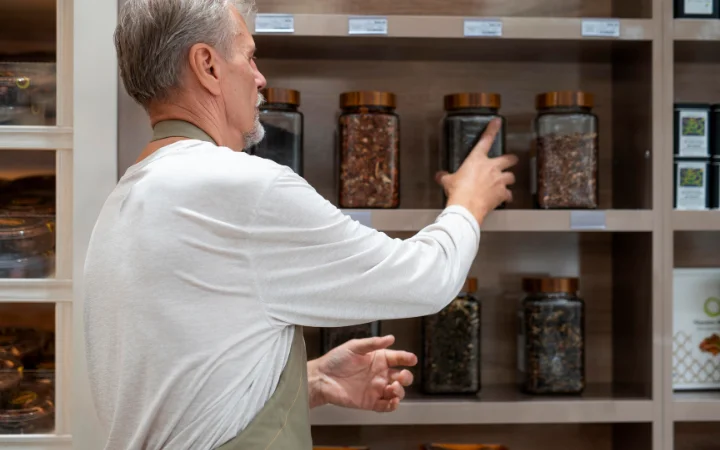  A shopper selecting McCormick Chimichurri Seasoning from a store shelf, highlighting its wide availability and packaging.