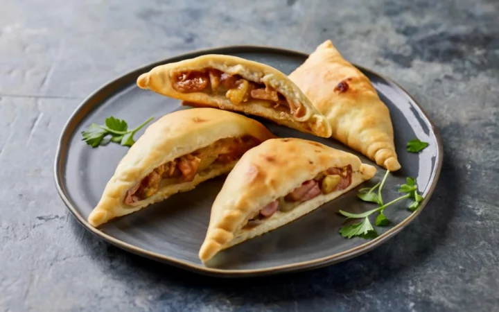 A modern kitchen scene showcasing innovative Empanadas with fusion fillings and alternative flours, reflecting contemporary culinary trends.