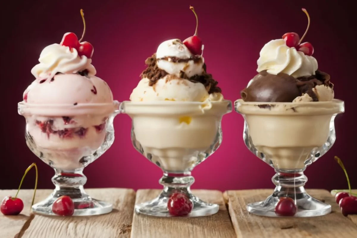 sharing sundaes, montage of sundae varieties , shared happiness